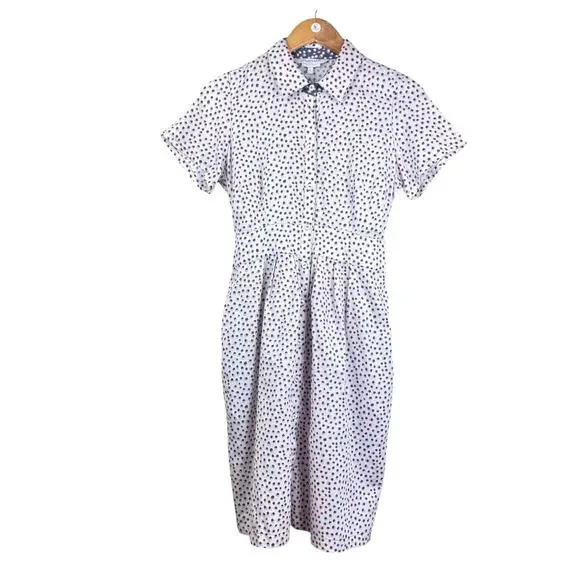 Foxcroft Vienna Short Sleeve Button Up Demure Dots 100% Cotton Shirt Dress - Picture 7 of 13